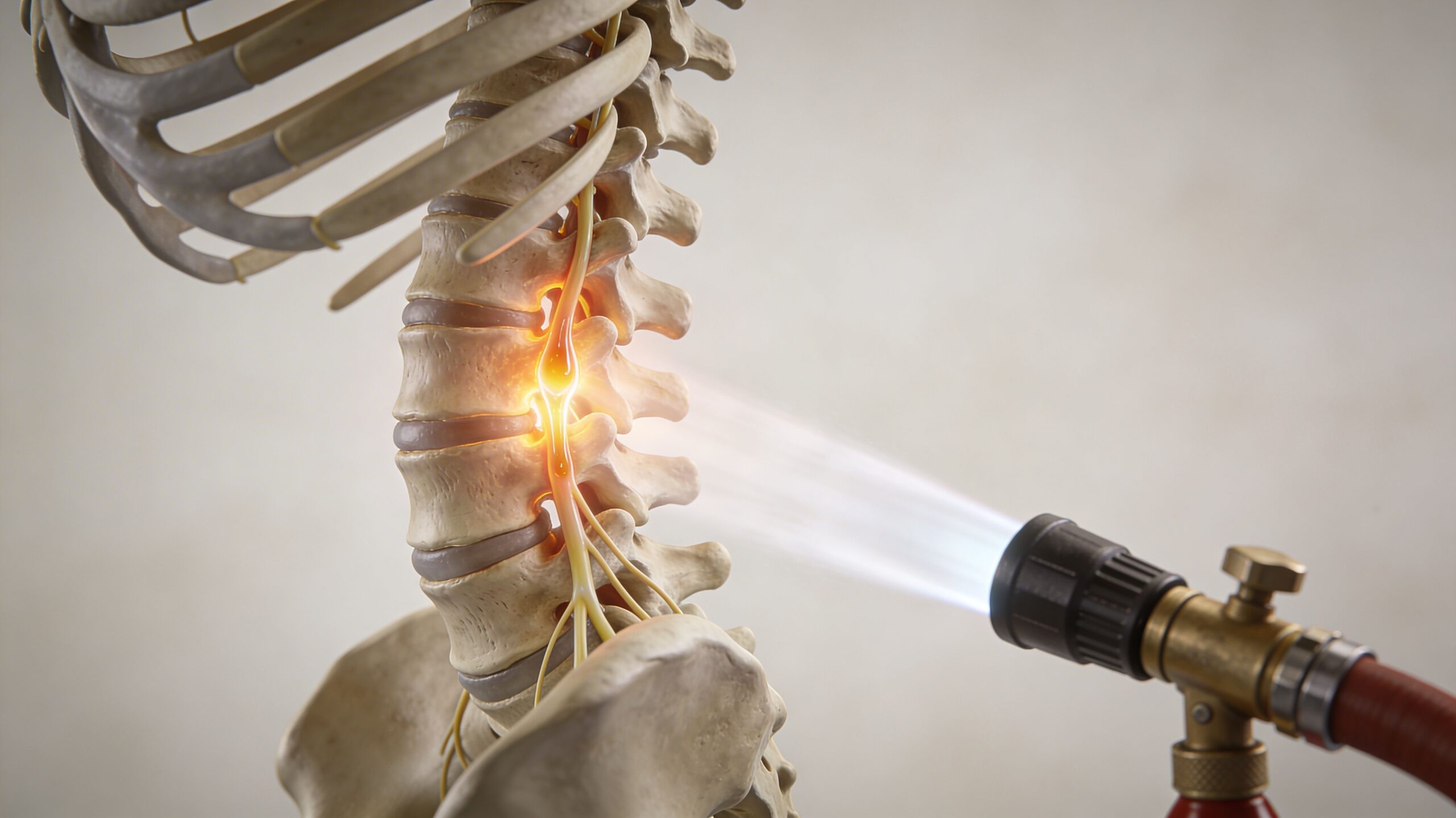 epidural steroid injection for back pain spinal inflammation scaled That is where an epidural steroid injection for back pain can make sense. It is not a last resort, and it is not the same as surgery. It sits in the middle ground between basic conservative care and a more invasive spine procedure. For the right patient, that middle ground matters. It can calm an irritated spinal nerve, reduce pain enough to move again, and create a real opportunity to rebuild function. Epidural Steroid Injection for Back Pain Relief A conceptual illustration of a blowtorch pointing at a human spine, symbolizing severe back pain and inflammation.