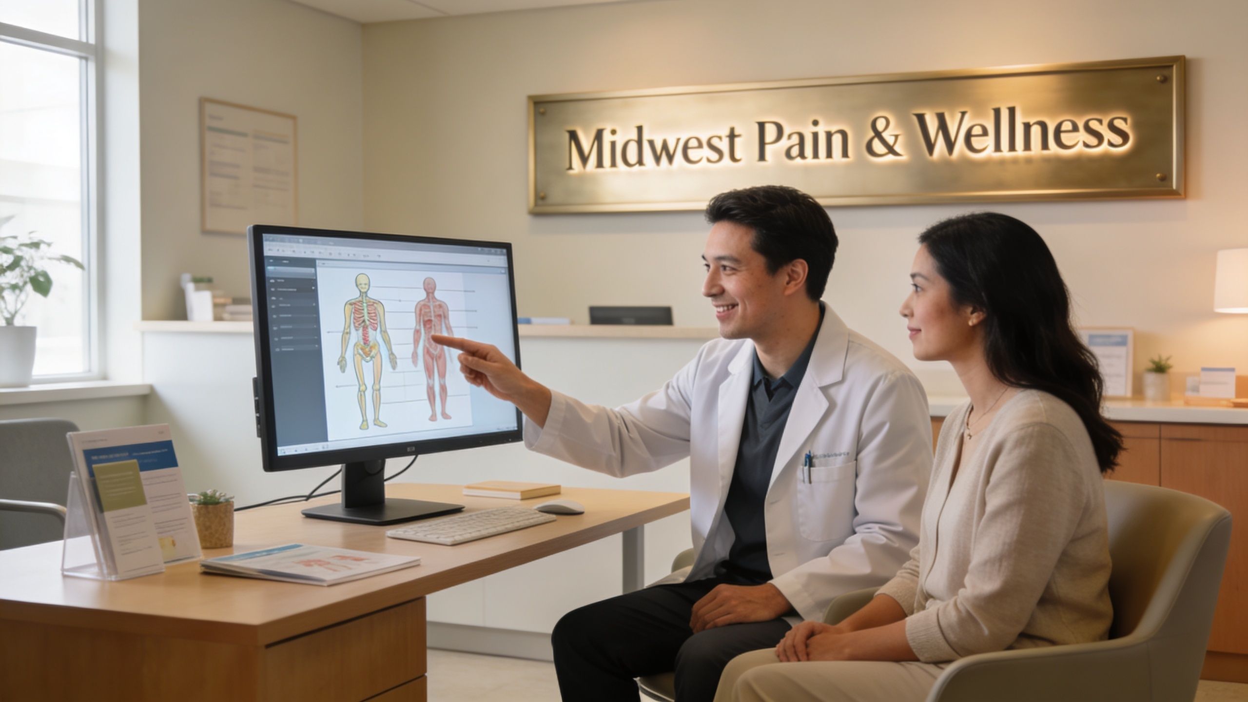 how to diagnose spinal stenosis doctor consultation How to diagnose spinal stenosis isn't about ordering every test at once. It's about doing the right things in the right order. A careful history comes first. A focused physical and neurological exam comes next. Imaging confirms what the history and exam already suggest. In more complex cases, specialized nerve testing helps sort out whether the pain is really coming from the spine or from something that can look similar. How to Diagnose Spinal Stenosis: A Patient's Guide A doctor pointing to a human anatomy diagram on a computer screen while consulting a female patient.