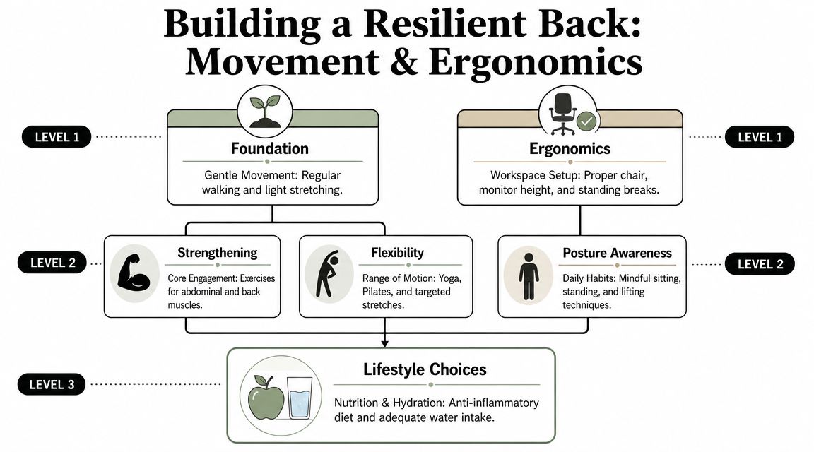 how to heal back pain back resilience That's the ultimate endpoint when people ask how to heal back pain. Not zero sensation forever. Not a miracle cure. A back that is understood, treated appropriately, and supported well enough that it no longer dominates daily life. How to Heal Back Pain: A Guide for Illinois Residents An infographic titled Building a Resilient Back showing a three-level guide for movement, ergonomics, and lifestyle habits.