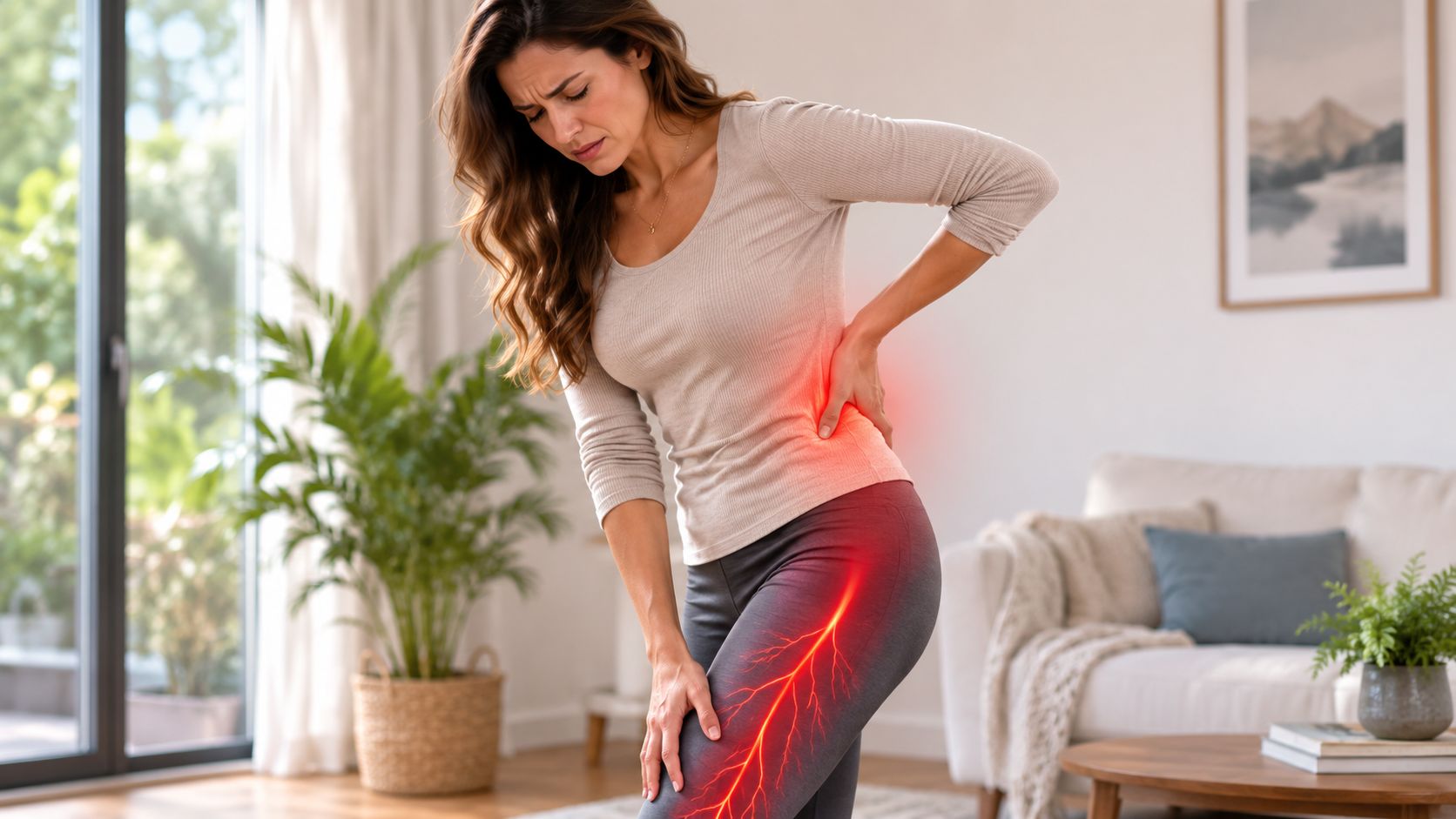 bulging disc vs herniated disc sciatica pain A common scenario goes like this. Someone has back pain for a few weeks, then pain starts shooting into the hip or down the leg. Their primary doctor orders imaging. The report comes back with unfamiliar language, and suddenly they're searching every possible meaning of “bulging disc vs herniated disc.” Bulging Disc vs Herniated Disc: A Patient's Guide A woman experiencing sharp pain in her hip and lower back area, indicating nerve-related discomfort.