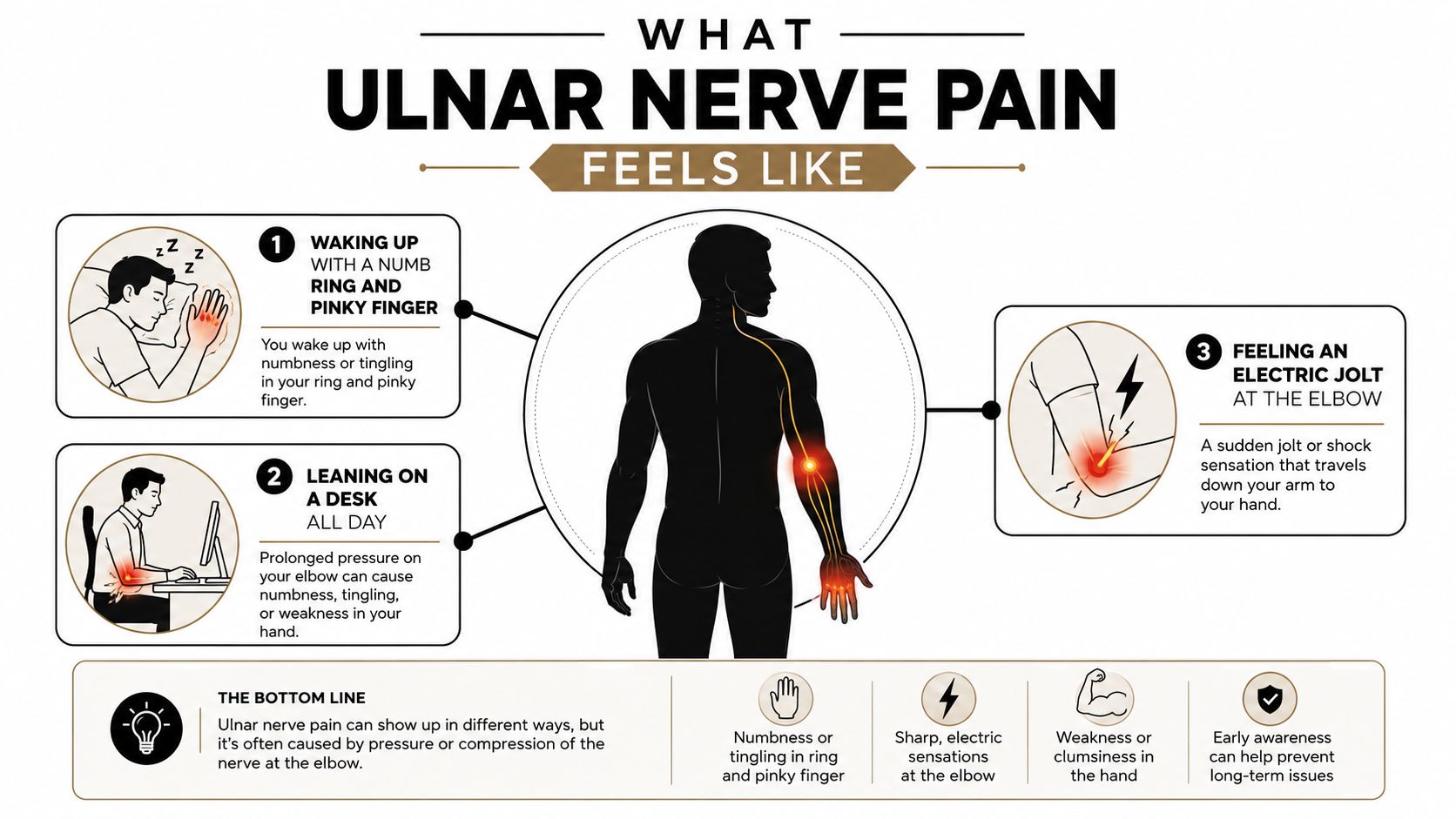 ulnar nerve pain treatment ulnar nerve This guide lays out a practical path for ulnar nerve pain treatment, from position changes and activity modification to injections, peripheral nerve stimulation, and surgical referral. The goal isn't to promise that one intervention works for everyone. It's to separate established care from options that still need stronger evidence, so you can make a focused plan with a qualified clinician. Ulnar Nerve Pain Treatment: A Clear Path to Relief An infographic illustrating the common symptoms and causes of ulnar nerve pain in the arm and hand.