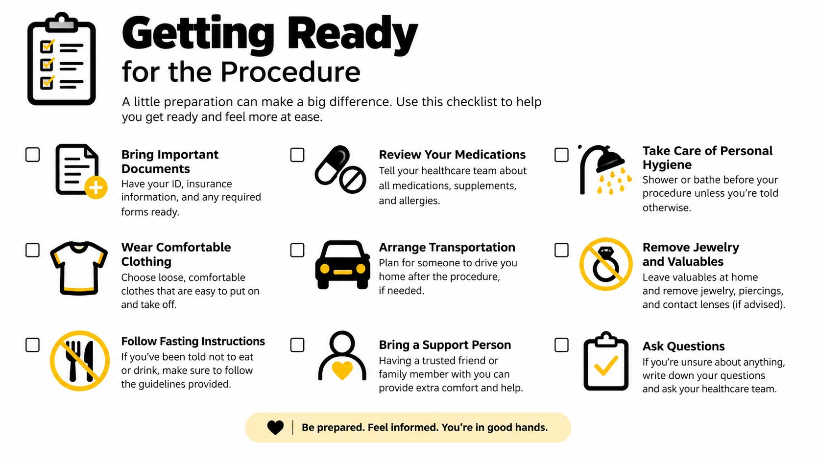 si joint injection technique preparation checklist Persistent pain low in the back or deep in the buttock can make ordinary movements feel strangely difficult. Standing from a chair, climbing stairs, turning in bed, or walking through a grocery store may all irritate the same small area beside the sacrum. If treatment, medication, and activity changes haven't settled the problem, you may be wondering whether the sacroiliac joint is involved and what an SI joint injection technique involves. SI Joint Injection Technique: What Patients Should Know A checklist illustrating essential steps patients should take to prepare for a medical procedure at a hospital.
